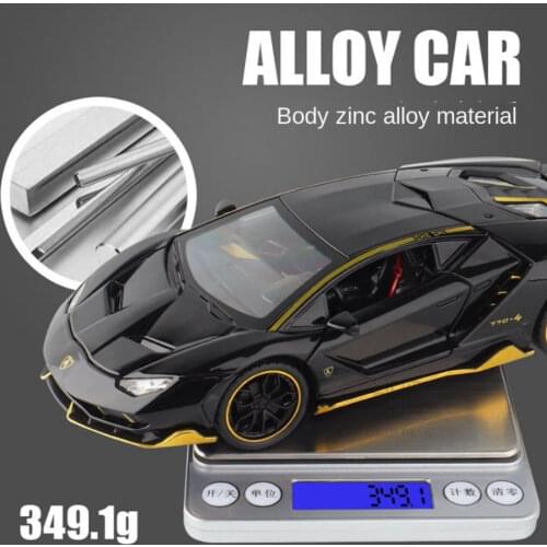 1/24 Lamborghini 770 Alloy Diecast Toy Car Model Rubber Tire Childrens Simulation Sports Car Automobile With 4 Doors Boy Gifts