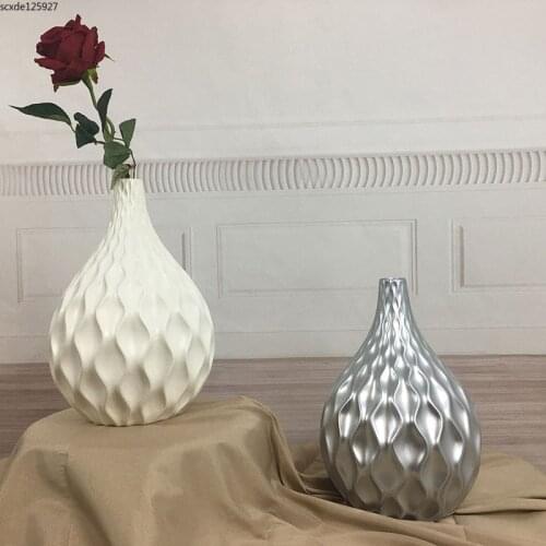 Creative Ceramic Wave Vase White Silver Flower Arrangement Container Abstract Hydroponic Flower Vase Home Living Room Decoration