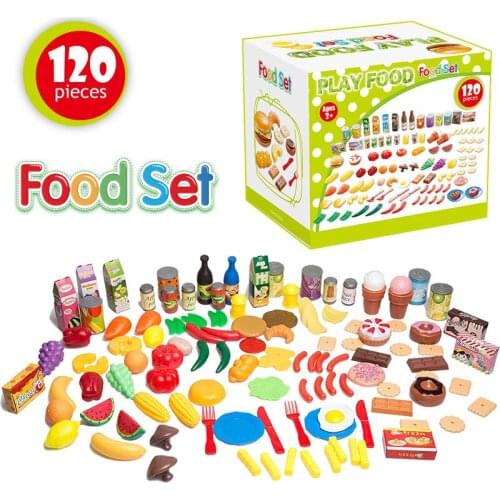 Kitchen Toy Set Utensils Cooking Pots Pans Food Dishes Mini Simulation Artificial Fruits Kids Cookware Pretend Play Toys