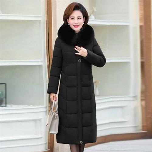 Mother Winter Cotton padded Hooded Snow Jacket 2021 Fashion Thicken Detachable Hooded Coat Plus Size Female Long Outwear Parkas