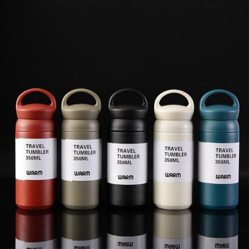 2019 Fashion 350ML Insulated Vacuum Flasks Stainless Steel office Thermos cup Water Bottle portable handle Lid Travel coffee Mug