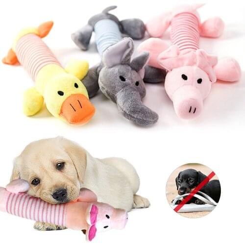 Squeak Chew Dog Toys Sound Dolls Dog Fleece Pet Funny Plush Toys Elephant Duck Pig Fit for All Pets Durability