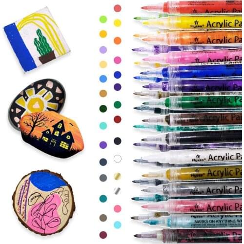 28 Color Acrylic Paint Markers Pencil Set 0.7mm Extra Fine Tip For Stones Glass Porcelain Canvas DIYSchool Graffiti Art Supplies