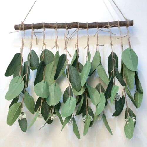 Log Wall Hanging Simulation Green Plant Eucalyptus Artificial Eucalyptus Leaves Welcome House Number Wall Hanging Ornaments