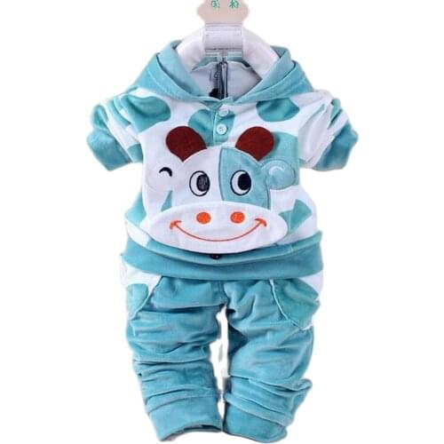 Newborn Baby Boys Girls Clothes 2021 Autumn Winter Velvet Hoodie+Pant Outfit Kids Costume Suit Infant Clothing Set Vestido
