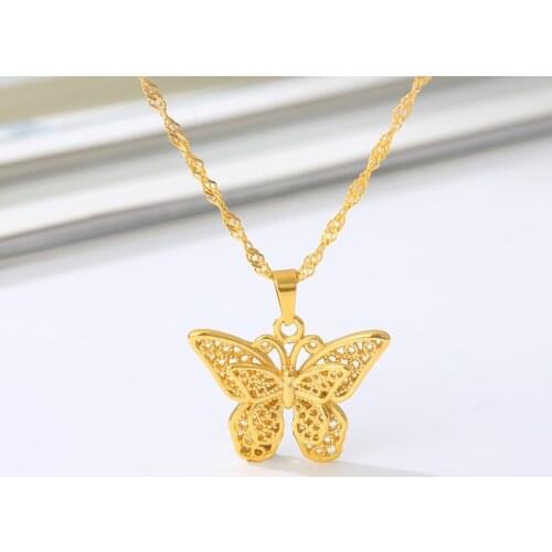 Butterfly Necklaces For Women Chic Stainless Steel Choker Gold Charm Clavicle Chain Pendants Necklace Butterfly Fairy Jewelry