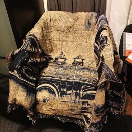 Knitted Nap Throw Train Printing Comfortable Chair Sofa Cover Bedside Decor Blanket Air Conditioning Throw and Blanket 120x150cm