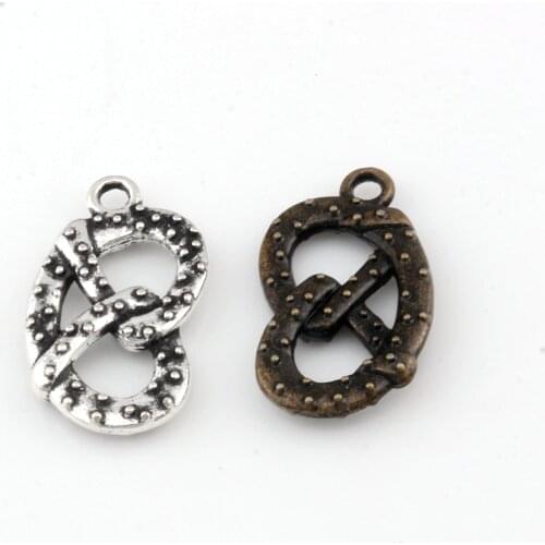100pcs Zinc Alloy Philadelphia Soft Pretzel Food charm Pendants 13x23mm DIY Jewelry A-0101D