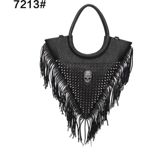 European and American fashion casual lady original leather bag personality skull head rivet single shoulder bag cross-slung hand