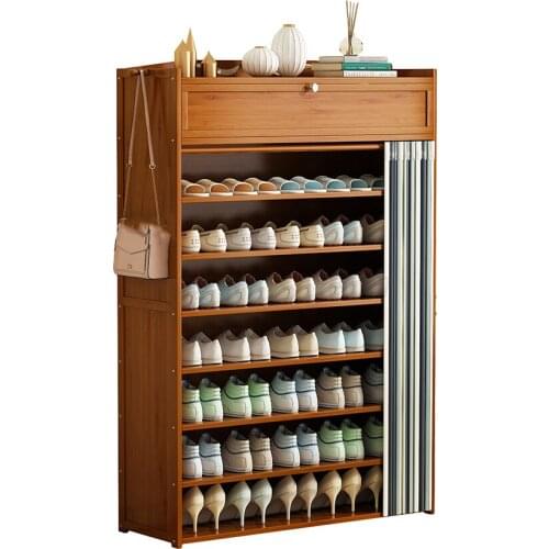 Simple household shoe rack large capacity multi-layer solid wood corner shoe cabinet storage dustproof shelf
