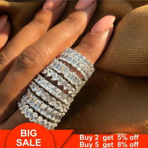 Romantic Eternity Band Promise ring 925 Sterling silver AAAAA cz Engagement Wedding Rings for women Men Statement Party Jewelry