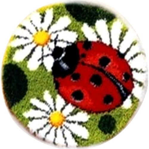 DIY Needlework Unfinished Crocheting Rug Yarn Cushion Mat Ladybird Flowers Embroidery carpet