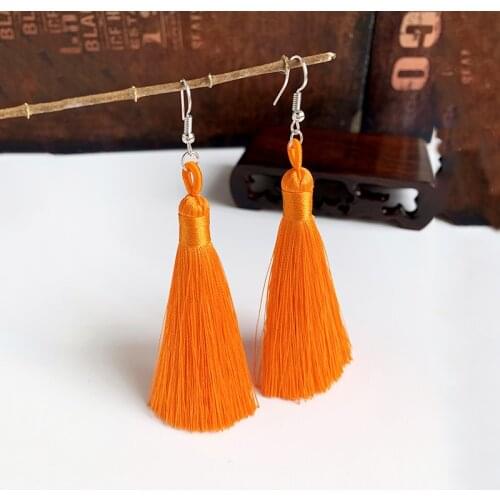 Handmade Tassel Earrings 2019 Trendy Bohemian orange 25 colors Long Dangles Vintage Tassel Earrings For Women Jewelry