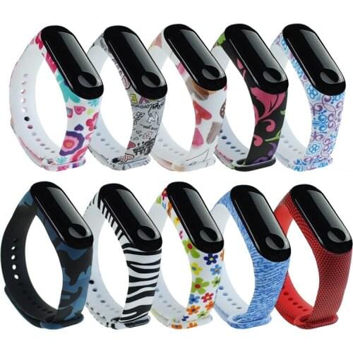 1pc Printing Silicone Bracelet Strap Wristband Wrist Band Replacement Strap For Xiaomi Mi Band 3 Watch Smart Watch Accessories