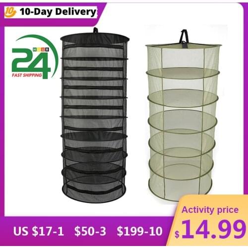 6/8 Layers with Zipper Folding Hanging Drying Net Clothes Dry Rack Mesh Dryer Bag For Herbs Flowers Buds Plants Vegetable Fish