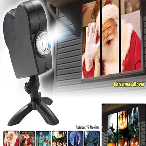 Window LED Light Display Laser Halloween Home DJ Show Lamp Christmas Spotlights Projector Movies Party Lights USB Rechargeable