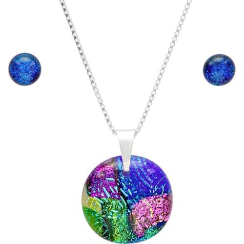 DARK DIAMOND®-Set of dichroic crystal and sterling silver 925in assorted colors. 100% handmade. Unique in Spain