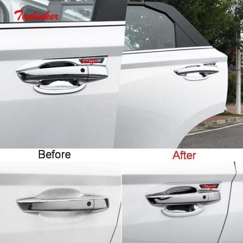 Tonlinker Exterior Car Door Handle Bowl Cover Stickers For FAW BESTUNE T77 2020-21 Car Styling 4 PCS ABS Chrome Cover Stickers