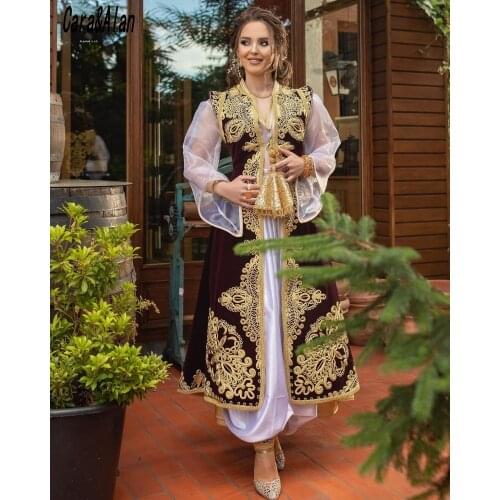 Traditional Kosovo Albanian Caftan and Pants Tunisian Evening Dresses 2021 Lace Applique Robe De Soirée De Mariage Prom Gowns