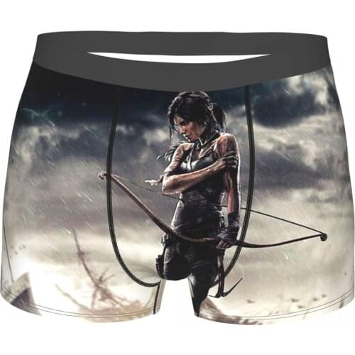 Tomb Raider Game Lara Croft Underpants Homme Panties Mens Underwear Print Shorts Boxer Briefs