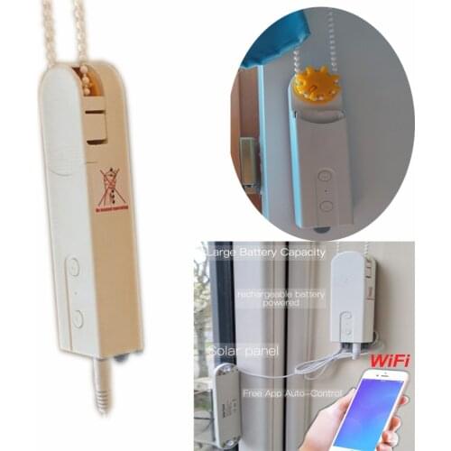 Smart Motorized Chain Roller Blinds Shade Shutter Curtain Drive Motor Solar Panel Charger Battery Bluethooth Smartphone Control