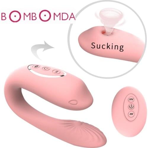 Sucking Vibrator 8 speed Wireless Remote U Type Vibrator G-spot Clitoris Suck Stimulator Vibrator Adult Sex Toy for Couple Women