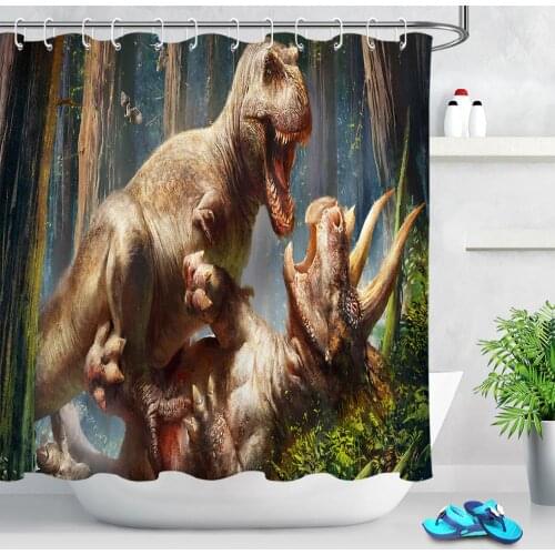 Cartoon Dinosaur Print Shower Curtain Fabric Waterproof Bathroom Curtain Shower Accessories Bath Bathing Screen Home Decorations