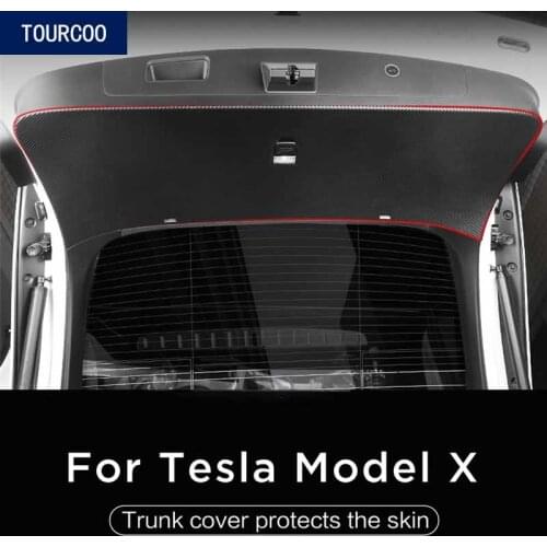 For Tesla Model X Rear Trunk Protect Cover Film Carbon Fiber Grain Decor Sticker