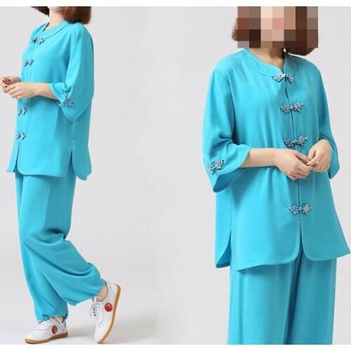 New 7color high quality summer taijiquan clothes female kung fu martial arts uniforms women tai chi suits clothing blue/red