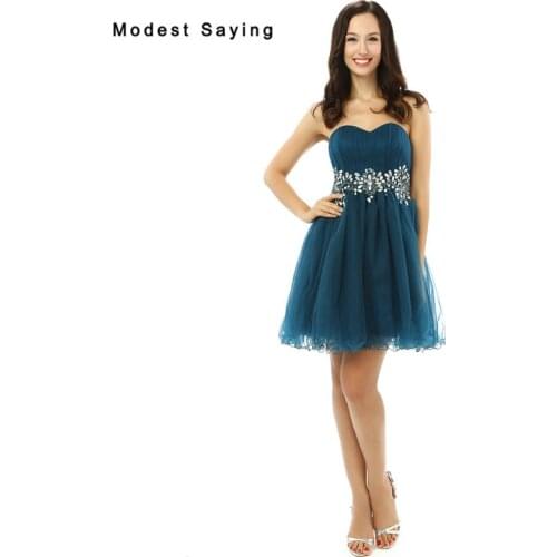 New 2017 vestido curto festa com tule Luxury Short Homecoming Dresses with Rhinestone Formal Beaded 8 grade Graduation Gowns