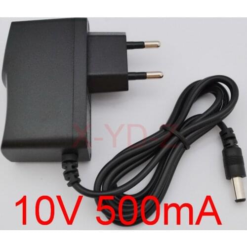 1PCS 10V 500mA AC 100V-240V Converter Switching power adapter DC 10V 500mA 0.5A Supply EU Plug DC 5.5mm x 2.1mm-2.5mm
