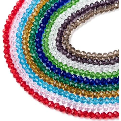 10 Strand 4/6/8mm Electroplate Faceted Glass Rondelle Beads Strands Mix Color For jewelry making DIY Bracelet Necklace Decor
