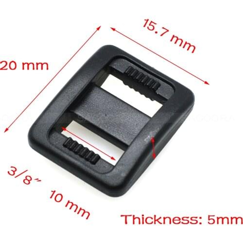10pcs 3/8" Plastic Slider Tri-Glide Adjust Buckles Backpack Straps Webbing 10mm Black