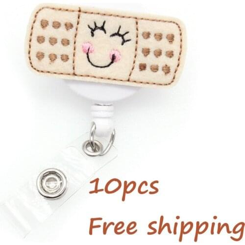 10 pieces/lot free shipping cute smile face pill retractable nurse ID badge card reel