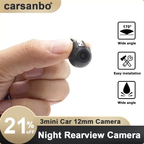12mm Hanging Mount Backup Mini Camera with Guide Line Switchable Night Vision Camera IP67 Waterproof Car RearView Cameras