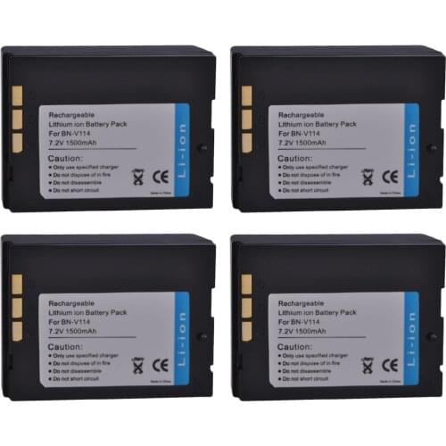 4Pcs BN-V114, BN-V114U BNV114, V114U Battery for JVC GR-DVP1 GR-DX100EK GR-DVP3 GR-DX106 GR-DX48 GR-DVP3 ST GR-DX107 GR-DX55