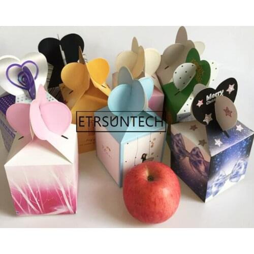 500pcs Christmas Gift Box Cute Candy Chocolate Dessert Paper Boxes Christmas Apple Box Christmas Eve Gift Boxes