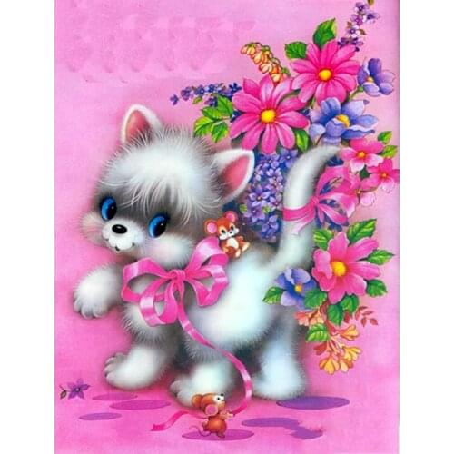 5D Diy Round Diamond Painting Cross Stitch Diamond Embroidery Kits Cartoon Animal Mouse Diamond Mosaic Home Decorative Drill