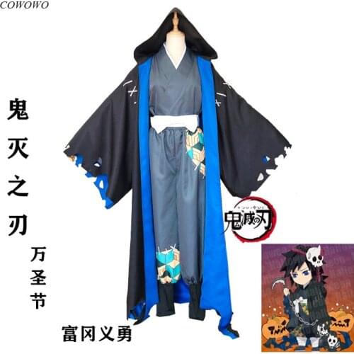 Anime! Demon Slayer: Kimetsu no Yaiba Tomioka Giyuu Kimono Uniform Cosplay Costume Halloween Party Suit For Unisex Free Shipping