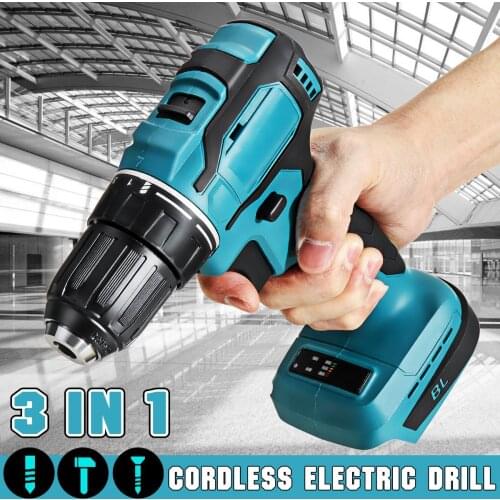 18V 90N.m Electric Cordless Brushless Impact Drill Rechargable DIY Power Tool Hammer Drill Screwdriver Wrench For Makita Battery
