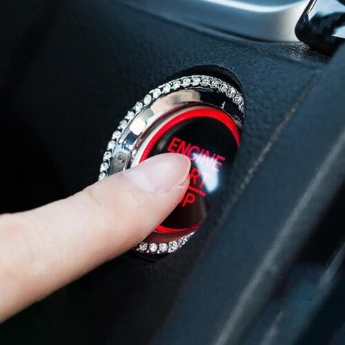 Shiny Engine Start Stop Button Decor Trim Ring Interior Faux Crystal Cover for Honda Civic 10 Generation