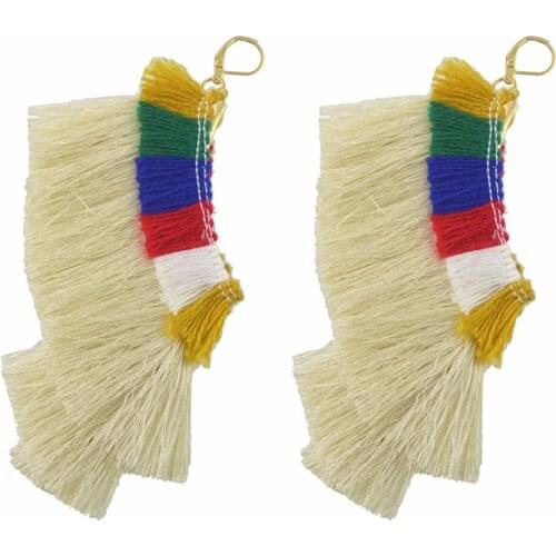 Design Boho Personality Multilayer Silk Thread Tassel Long Hoop Earrings Statement for Women Fringe Earing Ethnic Brinco Jewelry