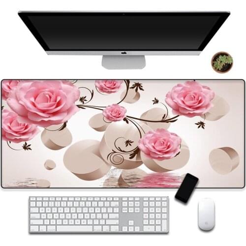 XGZ large XL 900x400X3 pink rose mouse pad non-slip anime mouse pad gamer game big mouse keyboard pad customization