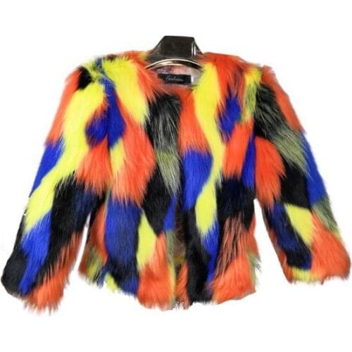 2021 Childrens Clothing Kids Girl Faux Fur Coat Colorful winter Jacket Outwear Girls Overcoat CT085