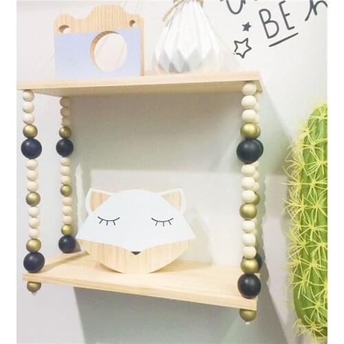 Baby Original Wooden Black/Gold Beads Wall Shelf Storage Wall Decor Kids Room Photography Props Ornament Organization Hanger