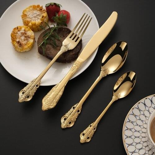 Palace gold 304 stainless steel steak knife and fork spoon Nordic hotel Western tableware