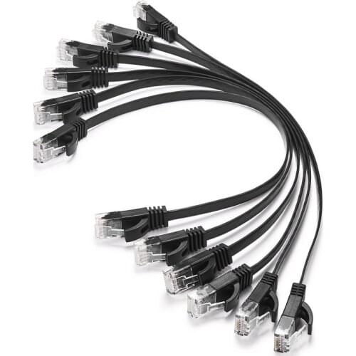 6pack 25cm cable CAT6 Flat UTP Ethernet Network Cable RJ45 Patch LAN cable black/ blue / white color