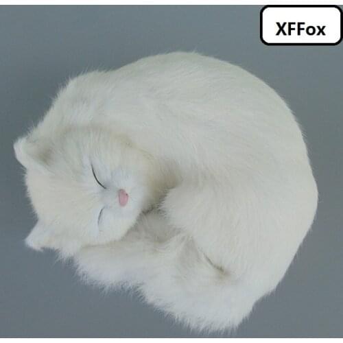 Beautiful real life sleeping cat model plastic&furs cute white cat doll gift about 25x20x11cmxf1385