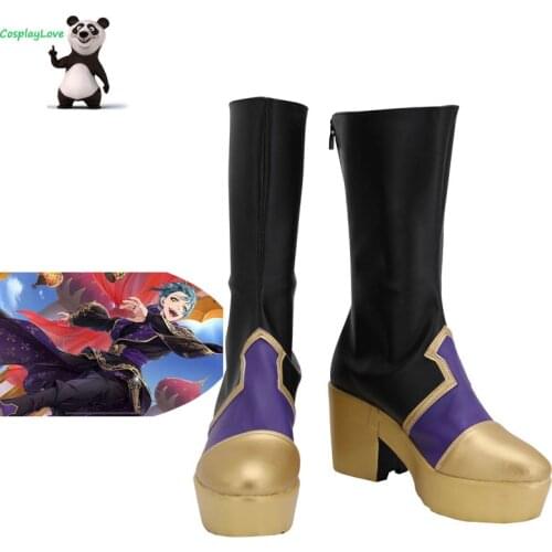 Twisted Wonderland Octavinelle Azul Summoning Robes Ashengrotto Purple Gold Cosplay Shoes Long Boots Custom Made