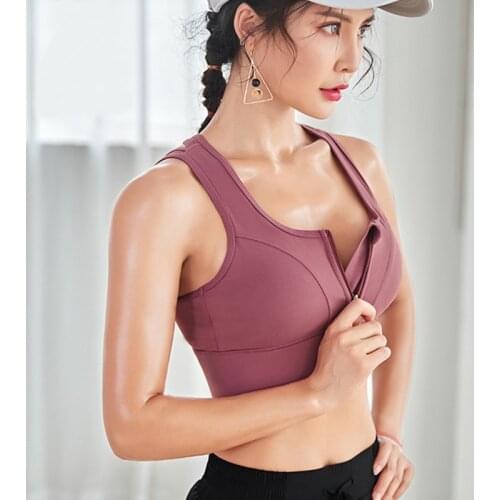 Hot Women Zipper Push Up Sports Bras Vest for fitness yoga running Shockproof Push up Workout Brassiere Activewear